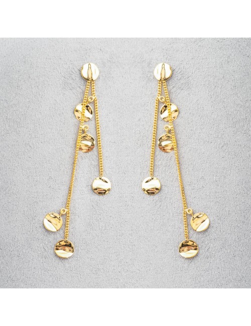 Boucles d'oreilles cascade de rond froissé - Or Jaune ou Or Blanc 375 millièmes (9 Carats)