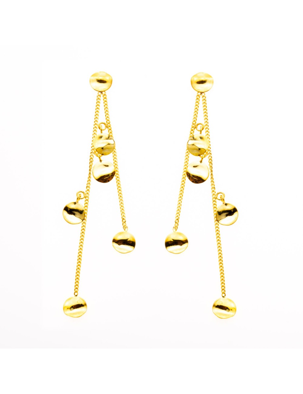 Boucles d'oreilles cascade de rond froissé - Or Jaune ou Or Blanc 375 millièmes (9 Carats)