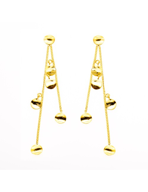 Boucles d'oreilles cascade de rond froissé - Or Jaune ou Or Blanc 375 millièmes (9 Carats)
