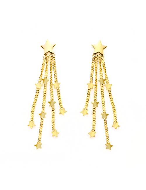 Boucles d'oreilles chute céleste étoilé - Or Jaune ou Or Blanc 375 millièmes (9 Carats)