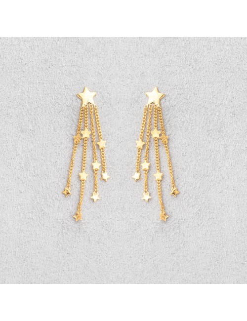 Boucles d'oreilles chute céleste étoilé - Or Jaune ou Or Blanc 375 millièmes (9 Carats)
