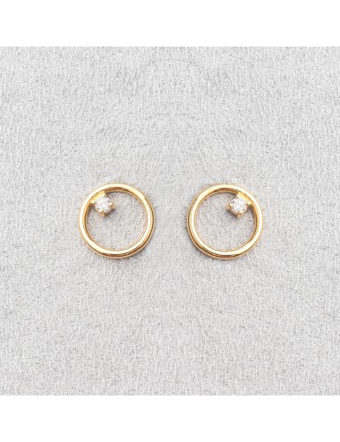 Boucles d'oreilles cercle de lumière et son diamant de laboratoire - Or Jaune ou Or Blanc 375 millièmes (9 Carats)
