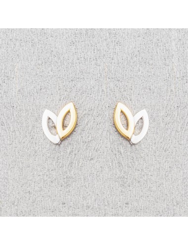 Boucles d'oreilles petites navettes entrelacées - Or Bicolore 375 millièmes (9 Carats)