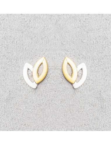 Boucles d'oreilles grandes navettes entrelacées - Or Bicolore 375 millièmes (9 Carats)