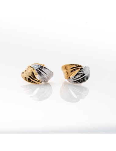 Boucles d'oreilles petite créole ailée - Or Bicolore 375 millièmes (9 Carats)