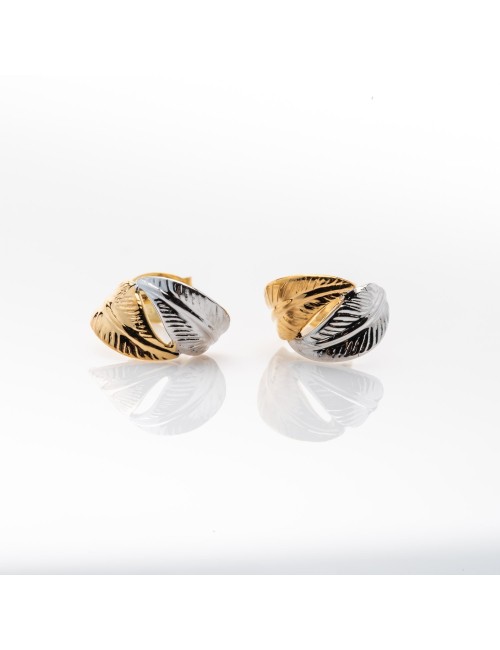 Boucles d'oreilles petite créole ailée - Or Bicolore 375 millièmes (9 Carats)