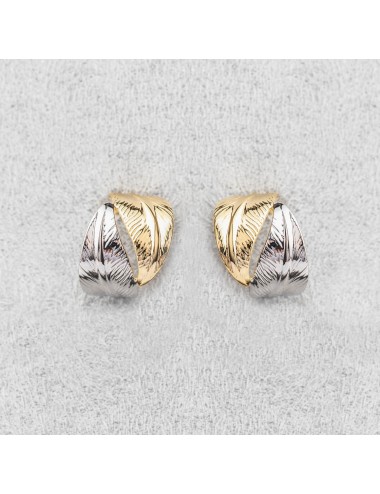 Boucles d'oreilles grande créole ailée - Or Bicolore 375 millièmes (9 Carats)