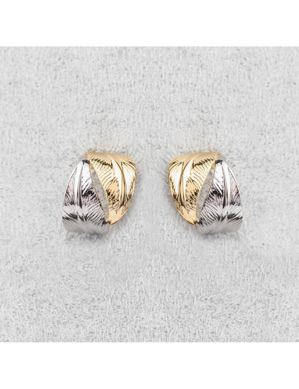 Boucles d'oreilles grande créole ailée - Or Bicolore 375 millièmes (9 Carats)