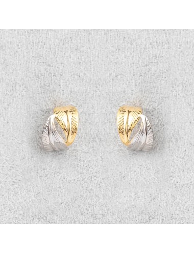 Boucles d'oreilles petite créole ailée - Or Bicolore 375 millièmes (9 Carats)