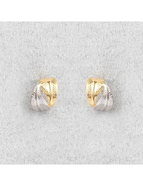 Boucles d'oreilles petite créole ailée - Or Bicolore 375 millièmes (9 Carats)