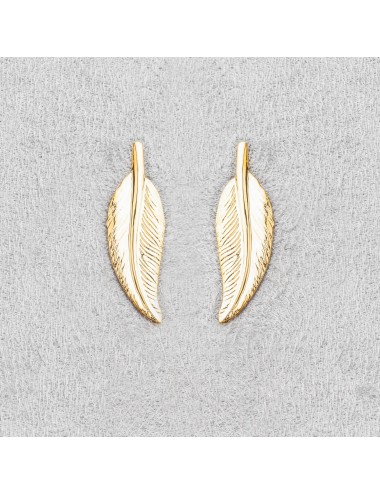 Boucles d’oreilles grande plume fine dorée - Or Jaune ou Or Blanc 375 millièmes (9 Carats)