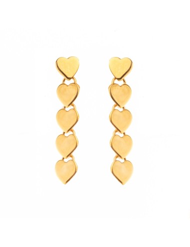 Boucles d’oreilles lignes d’amour en cascade - Or Jaune ou Or Blanc 375 millièmes (9 Carats)