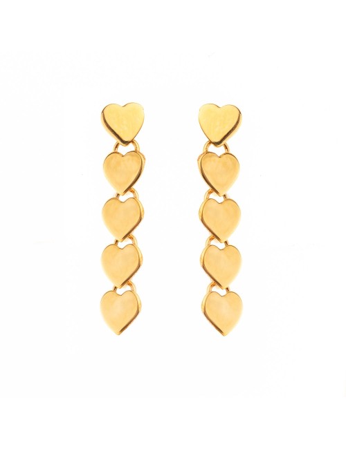Boucles d’oreilles lignes d’amour en cascade - Or Jaune ou Or Blanc 375 millièmes (9 Carats)