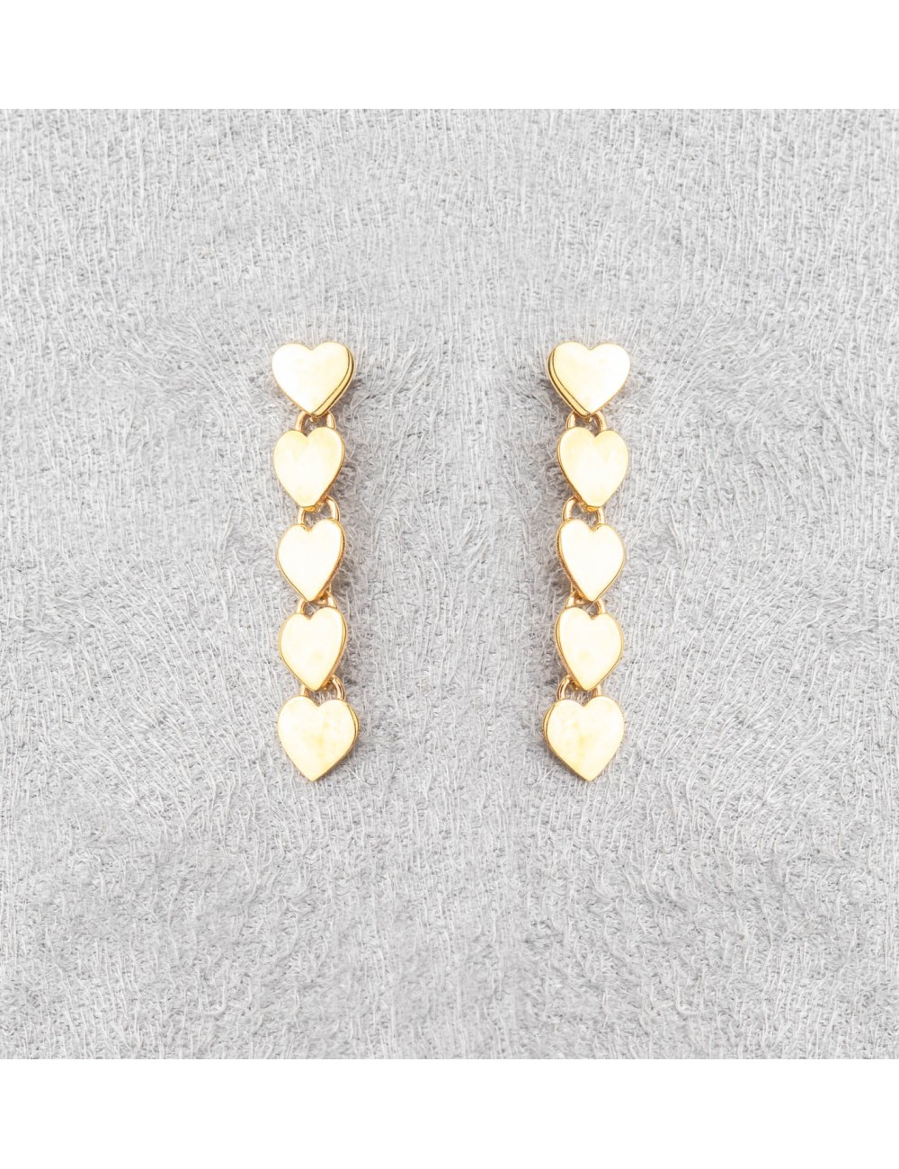 Boucles d’oreilles lignes d’amour en cascade - Or Jaune ou Or Blanc 375 millièmes (9 Carats)