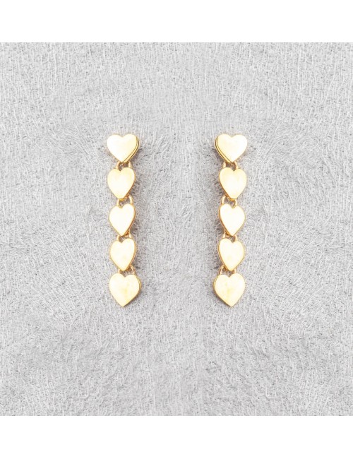 Boucles d’oreilles lignes d’amour en cascade - Or Jaune ou Or Blanc 375 millièmes (9 Carats)