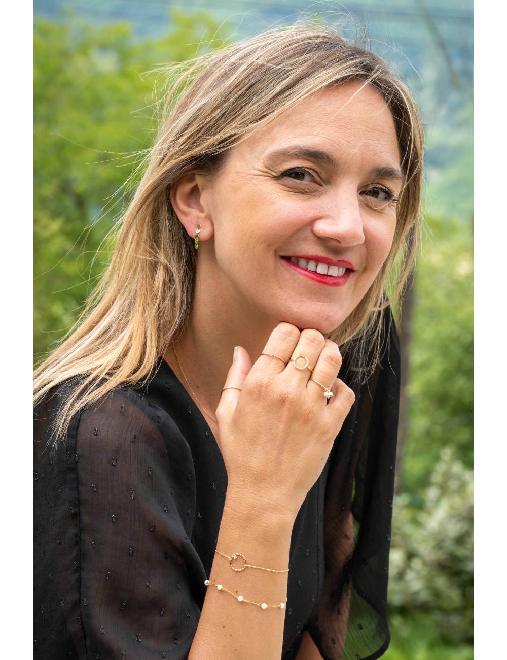 Boucles d’oreilles lignes d’amour en cascade - Or Jaune ou Or Blanc 375 millièmes (9 Carats)