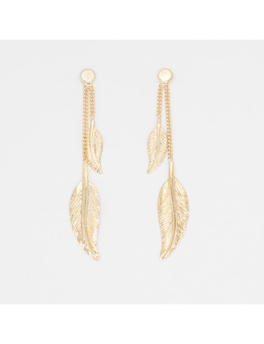 Boucles d’oreilles double plume d’Or - Or Jaune ou Or Blanc 375 millièmes (9 Carats)