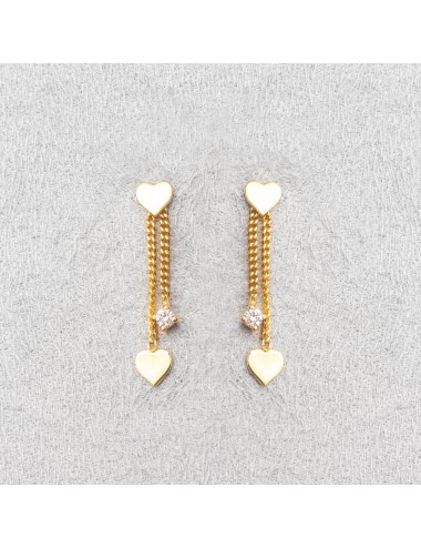 Boucles d’oreilles cœur en chute et son diamant de laboratoire - Or Jaune ou Or Blanc 375 millièmes (9 Carats)
