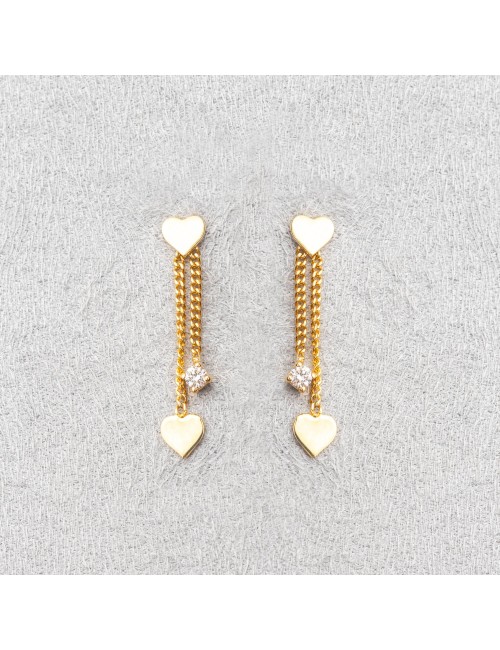 Boucles d’oreilles cœur en chute et son diamant de laboratoire - Or Jaune ou Or Blanc 375 millièmes (9 Carats)