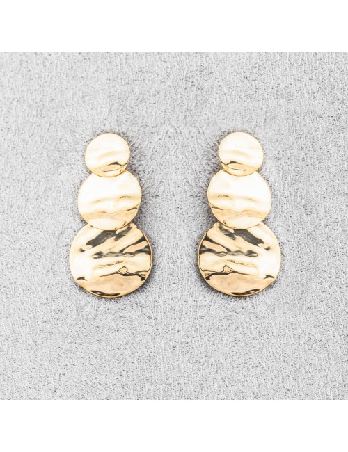 Trio dégradé de ronds froissés - Or Jaune 750 millièmes (18 Carats)