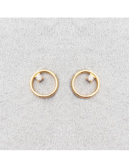 Cercle de lumière et son diamant - Or Jaune 750 millièmes (18 Carats)