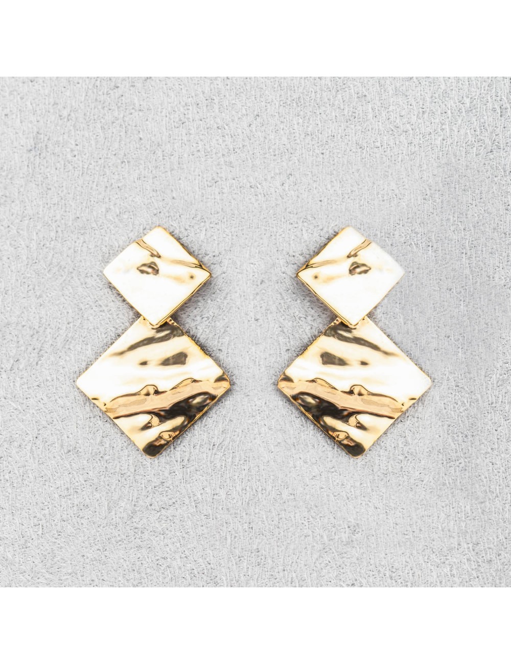 Duo de losanges froissés - Or Jaune 750 millièmes (18 Carats)