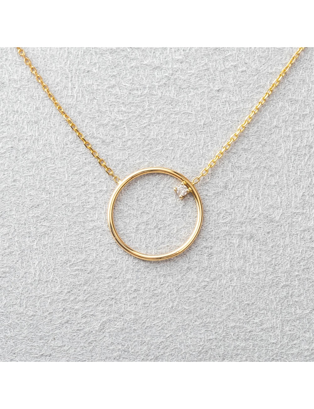 Collier grand cercle en Or et son diamant - Or Jaune 18 Carats