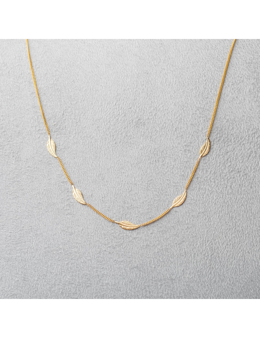 Collier 5 plumes d'Or – Or Jaune 18 Carats