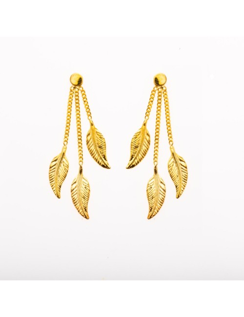 Trio de plumes dorées - Or Jaune 750 millièmes (18 Carats)