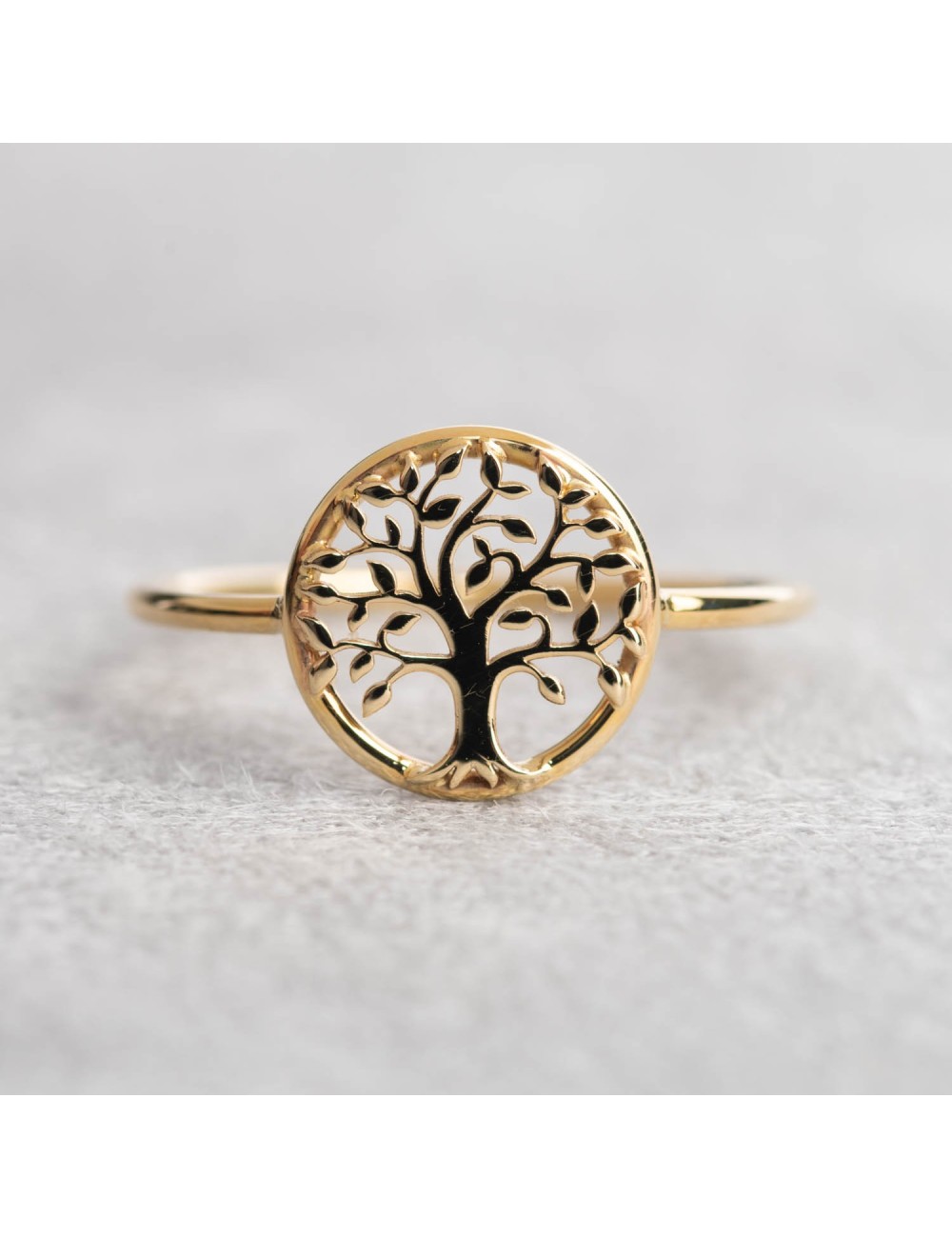 Bague l'arbre de vie dorée - Or Jaune ou Or Blanc 375 millièmes (9 Carats)