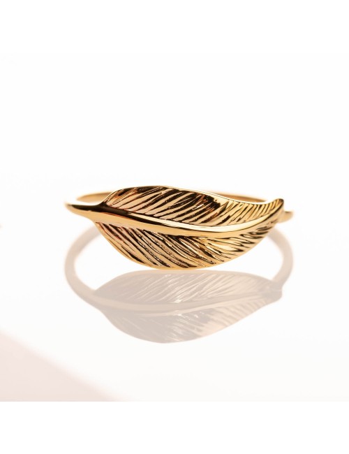 Bague grande plume d’Or - Or Jaune ou Or Blanc 375 millièmes (9 Carats)
