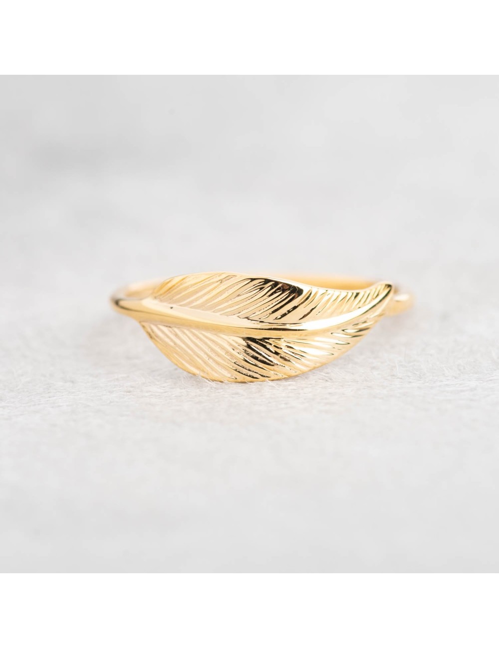 Bague grande plume d’Or - Or Jaune ou Or Blanc 375 millièmes (9 Carats)