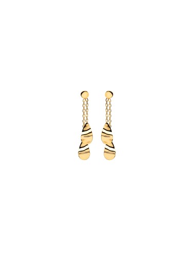 Boucles d'oreilles double gouttes froissées pendantes - Or Jaune ou Or Blanc 375 millièmes  (9 Carats)