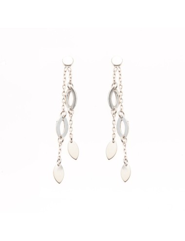 Boucles d'oreilles double pendantes navettes ajourées - Or Jaune ou Or Blanc 375 millièmes (9 Carats)