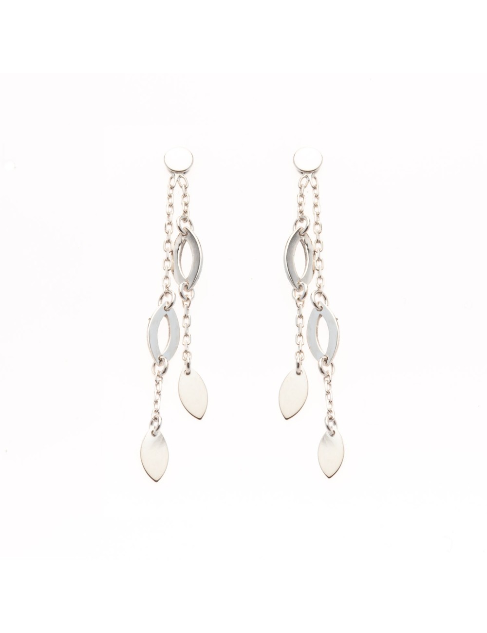 Boucles d'oreilles double pendantes navettes ajourées - Or Jaune ou Or Blanc 375 millièmes (9 Carats)