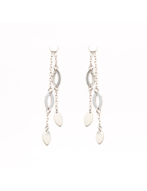 Boucles d'oreilles double pendantes navettes ajourées - Or Jaune ou Or Blanc 375 millièmes (9 Carats)
