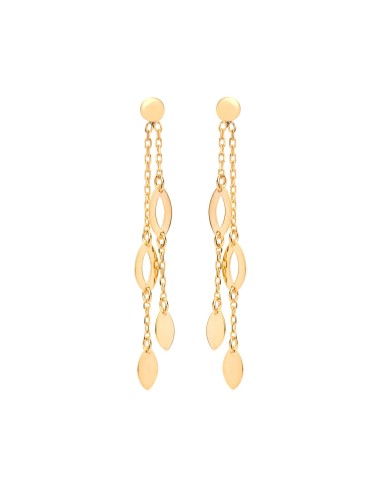 Boucles d'oreilles double pendantes navettes ajourées - Or Jaune ou Or Blanc 375 millièmes (9 Carats)