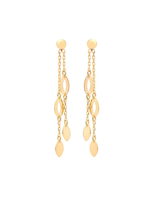 Boucles d'oreilles double pendantes navettes ajourées - Or Jaune ou Or Blanc 375 millièmes (9 Carats)