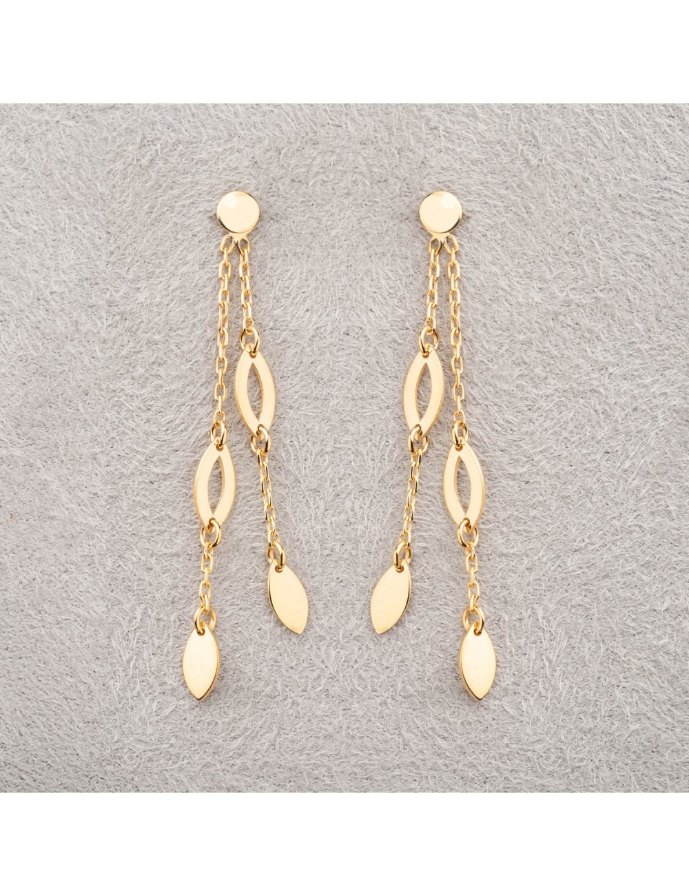 Boucles d'oreilles double pendantes navettes ajourées - Or Jaune ou Or Blanc 375 millièmes (9 Carats)