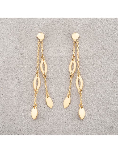 Boucles d'oreilles double pendantes navettes ajourées - Or Jaune ou Or Blanc 375 millièmes (9 Carats)