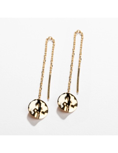 Boucles d'oreilles rond froissé & chaîne glissante - Or Jaune ou Or Blanc 375 millièmes (9 Carats)