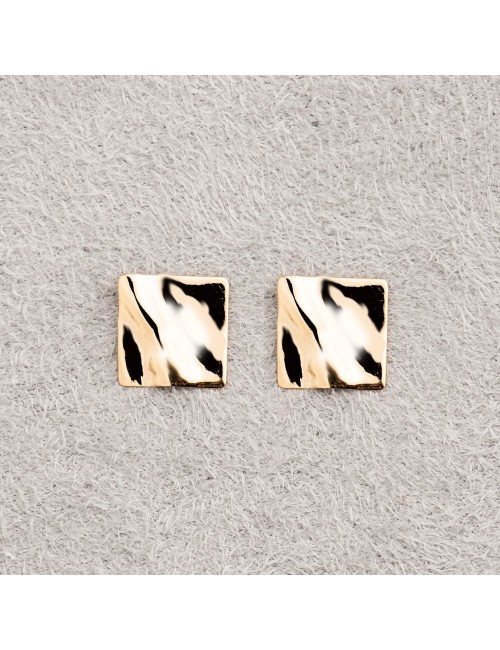 Boucles d'oreilles petit carré d'or froissé - Or Jaune ou Or Blanc 375 millièmes (9 Carats)
