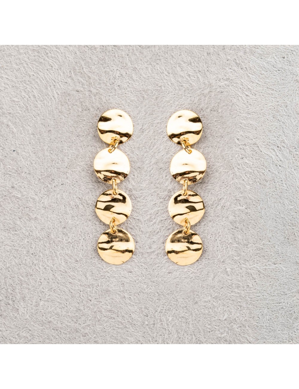 Boucles d'oreilles chute de ronds froissés - Or Jaune ou Or Blanc 375 millièmes (9 Carats)