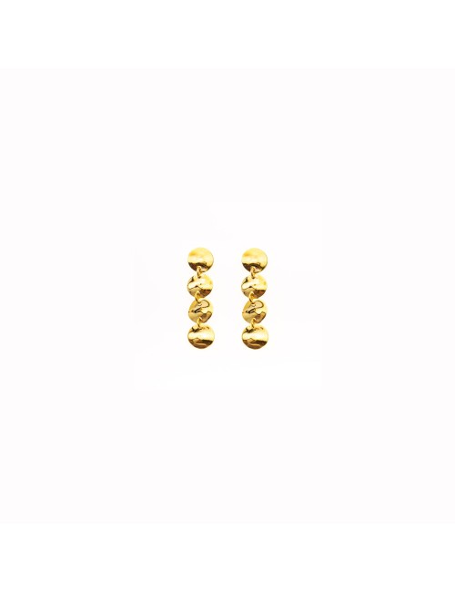 Boucles d'oreilles chute de ronds froissés - Or Jaune ou Or Blanc 375 millièmes (9 Carats)