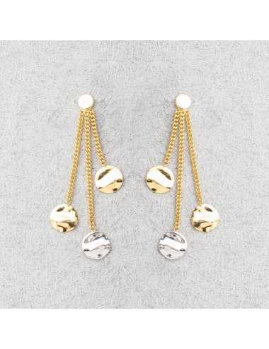 Boucles d'oreilles trio de ronds froissés dégradés - Or Jaune, Blanc ou Bicolore 375 millièmes (9 Carats)