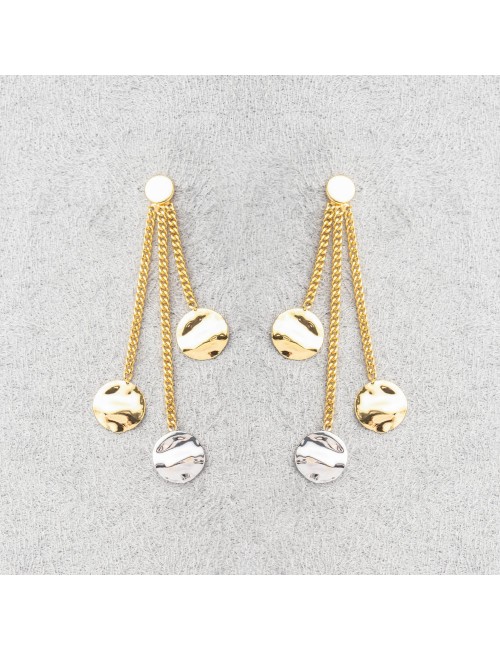 Boucles d'oreilles trio de ronds froissés dégradés - Or Jaune, Blanc ou Bicolore 375 millièmes (9 Carats)