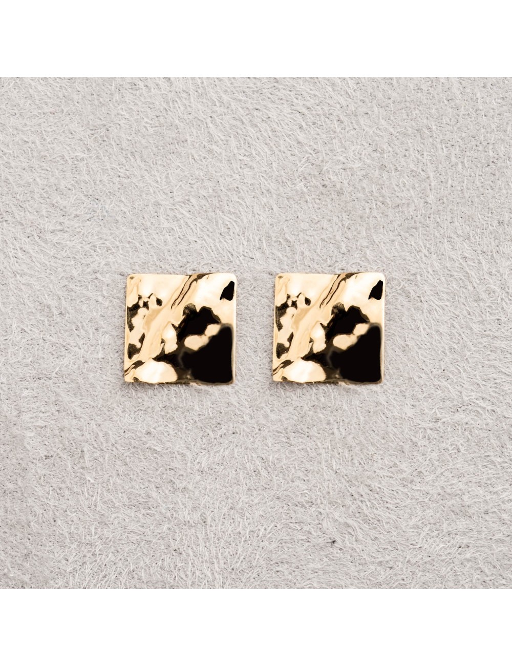 Boucles d'oreilles grand carré d'or froissé - Or Jaune ou Or Blanc 375 millièmes (9 Carats)