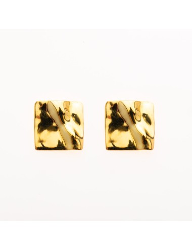 Boucles d'oreilles grand carré d'or froissé - Or Jaune ou Or Blanc 375 millièmes (9 Carats)
