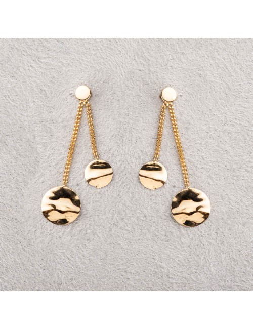 Boucles d'oreilles double ronds dégradés pendants - Or Jaune, Blanc ou Bicolore 375 millièmes (9 Carats)