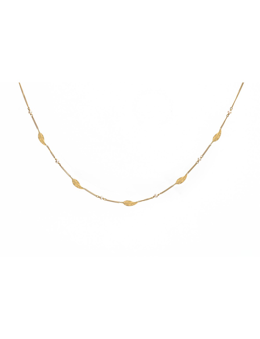 Collier plumes d'or et perles d'eau douce - Or Jaune ou Or Blanc 375 millièmes (9 Carats)